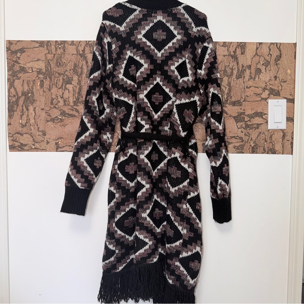 Geometric Patterned Black and Brown Women's Sweater